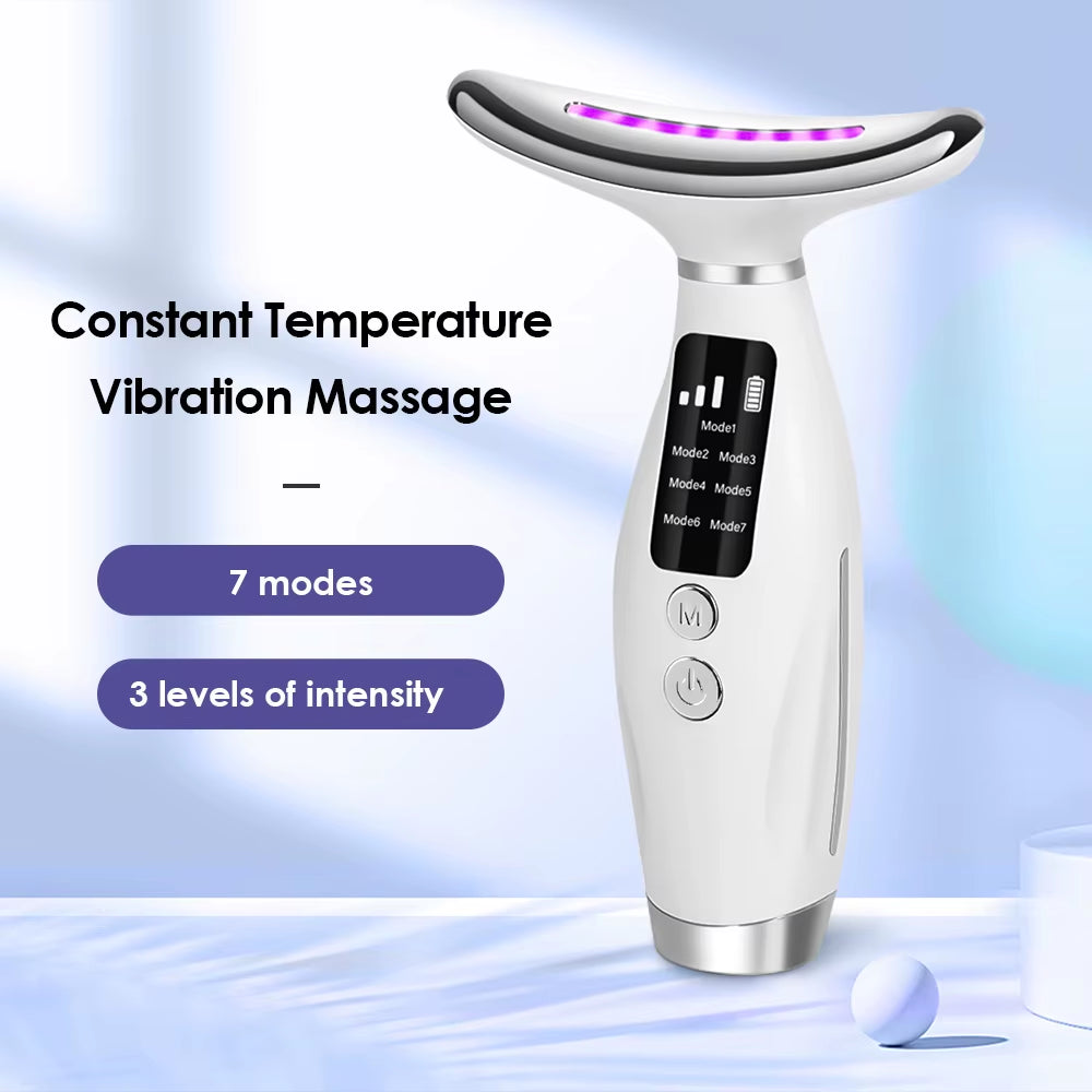 7 Colors LED Lights Face Neck Beauty Device Vibration Massage Improve Neck Lines Reduce Double Chin Neck Lifting Massager
