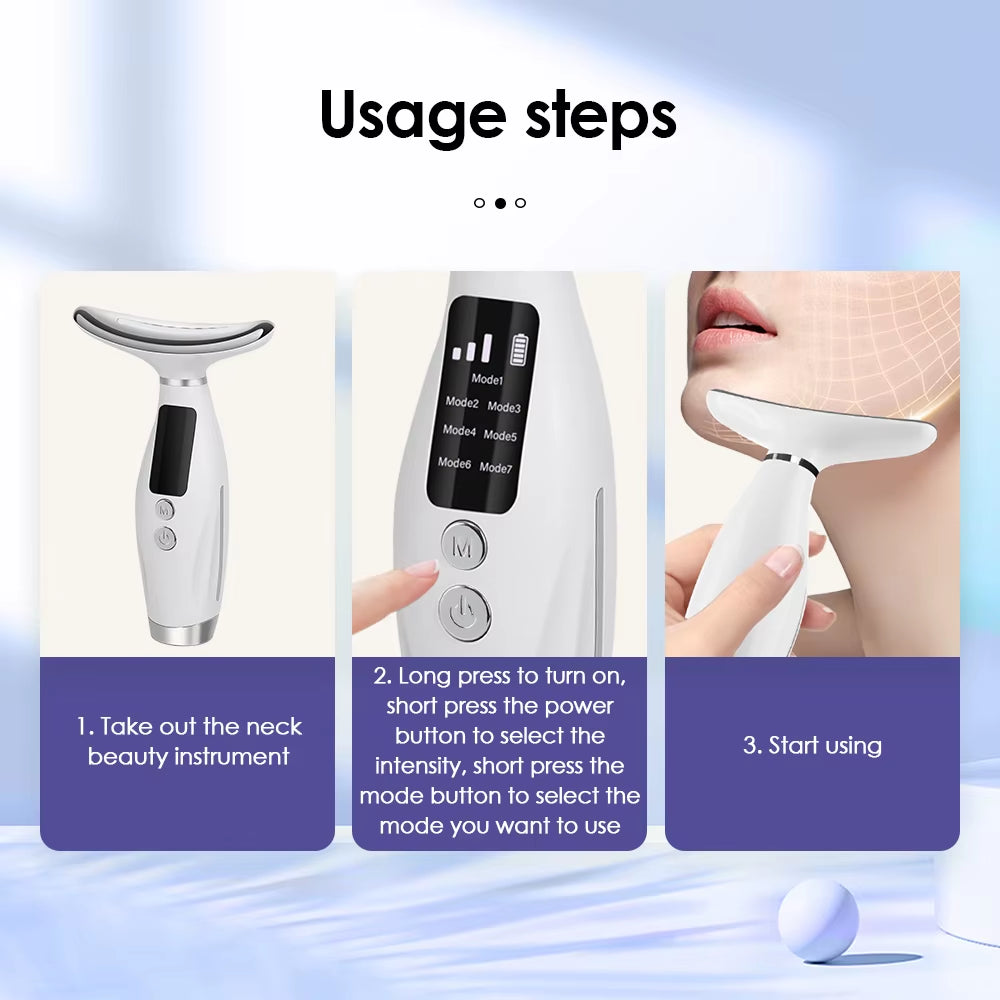 7 Colors LED Lights Face Neck Beauty Device Vibration Massage Improve Neck Lines Reduce Double Chin Neck Lifting Massager