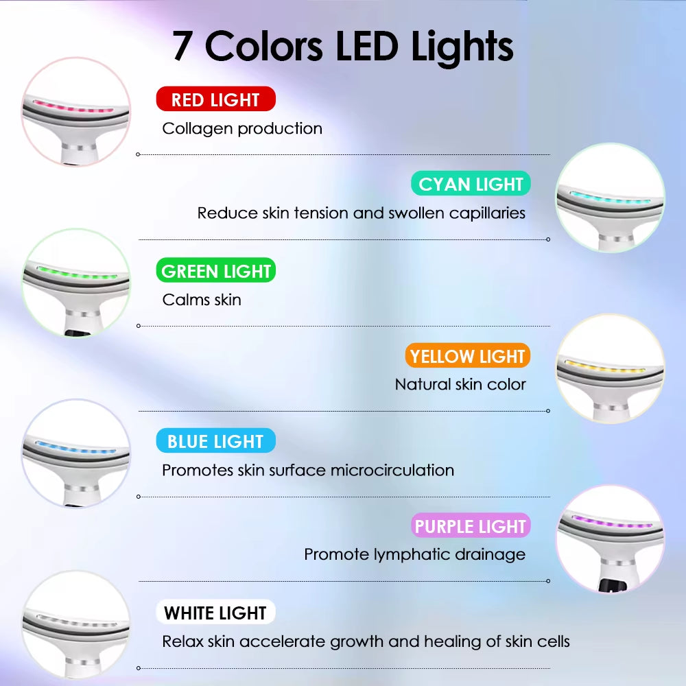 7 Colors LED Lights Face Neck Beauty Device Vibration Massage Improve Neck Lines Reduce Double Chin Neck Lifting Massager