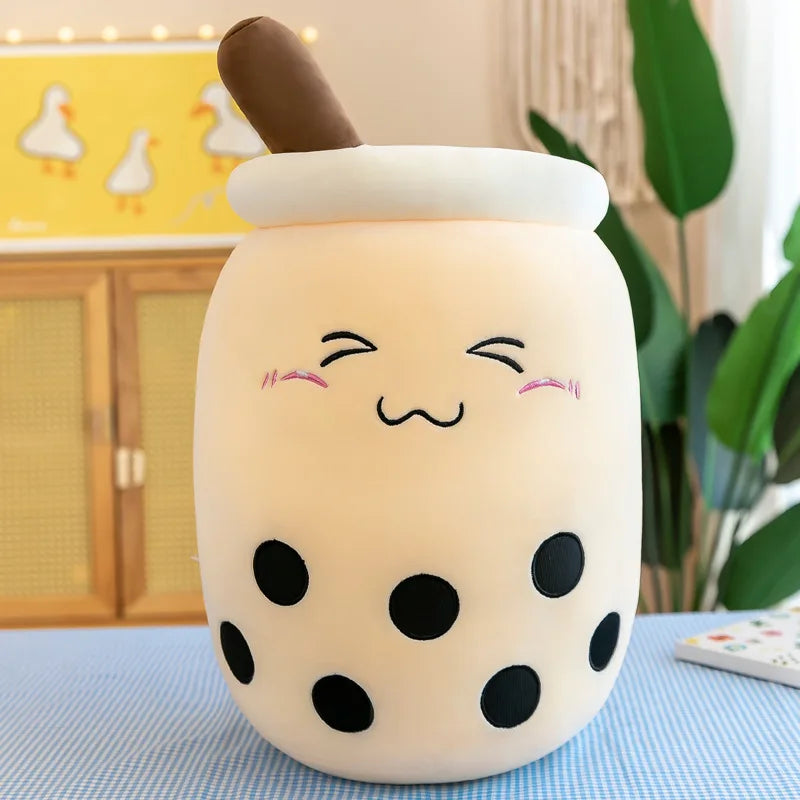 Cute Stuffed Boba Plush Bubble Tea Real-Life Bubo Food Milk Cup Plushie Pillow Soft Kawaii Plush Toys Gifts for Kids Adult 24CM