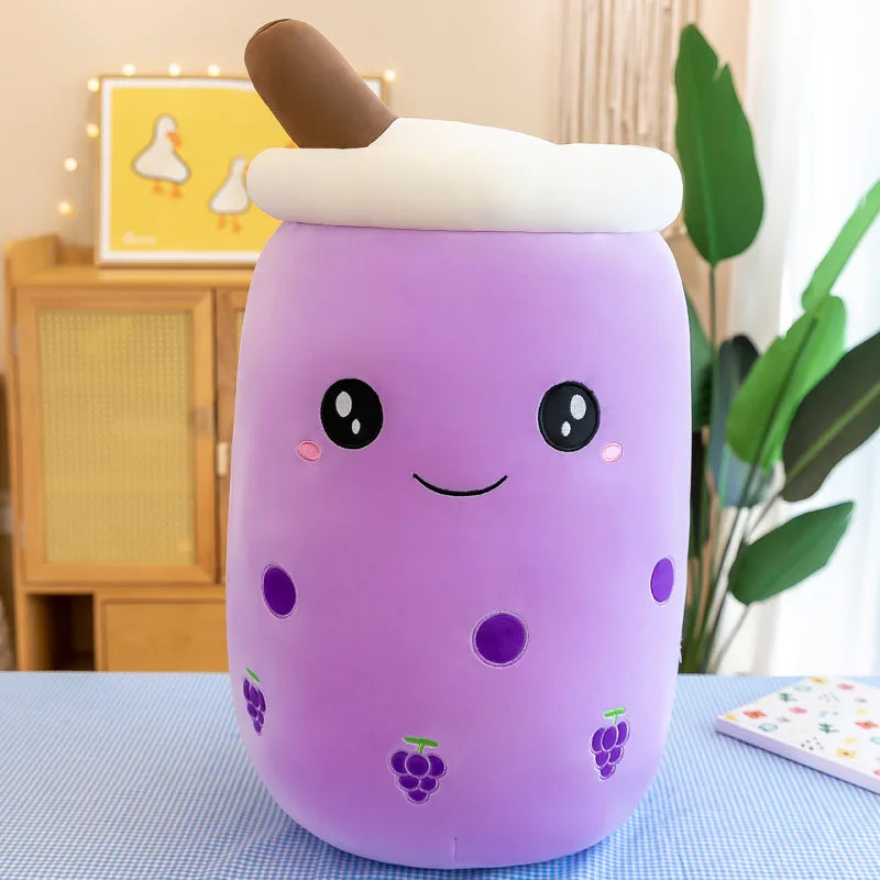 Cute Stuffed Boba Plush Bubble Tea Real-Life Bubo Food Milk Cup Plushie Pillow Soft Kawaii Plush Toys Gifts for Kids Adult 24CM
