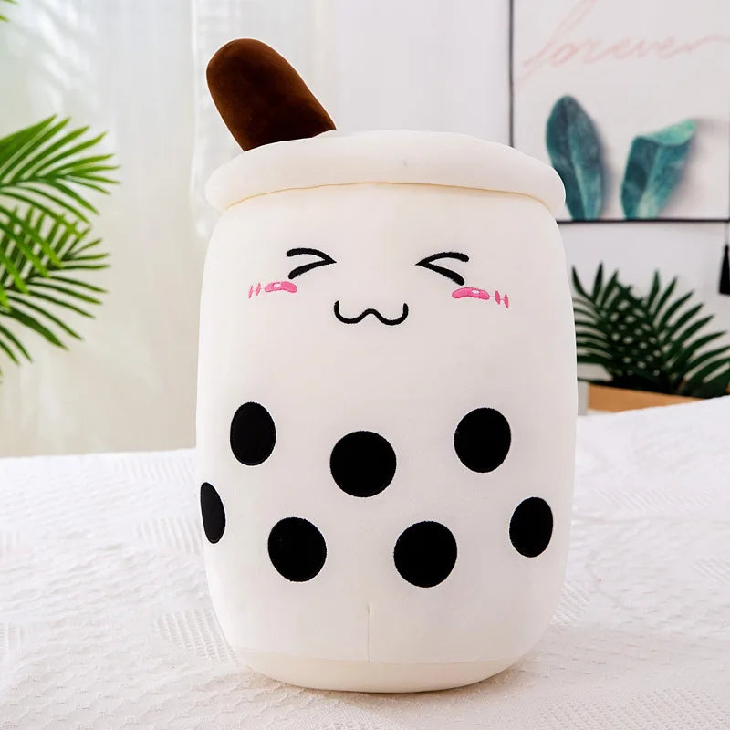 Cute Stuffed Boba Plush Bubble Tea Real-Life Bubo Food Milk Cup Plushie Pillow Soft Kawaii Plush Toys Gifts for Kids Adult 24CM