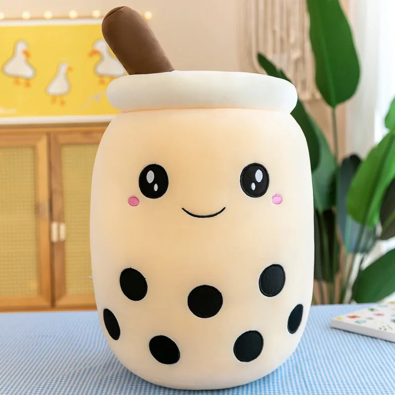 Cute Stuffed Boba Plush Bubble Tea Real-Life Bubo Food Milk Cup Plushie Pillow Soft Kawaii Plush Toys Gifts for Kids Adult 24CM