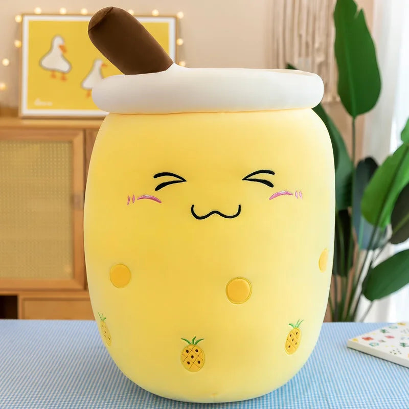 Cute Stuffed Boba Plush Bubble Tea Real-Life Bubo Food Milk Cup Plushie Pillow Soft Kawaii Plush Toys Gifts for Kids Adult 24CM