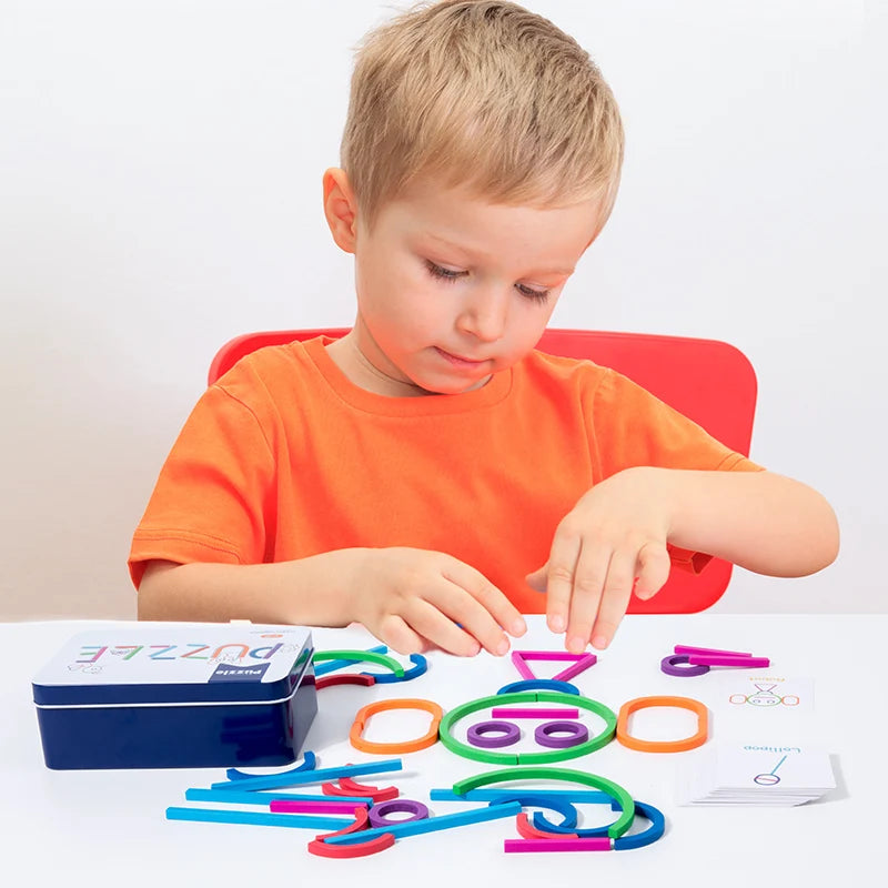 Kids Wooden Ring Early Education Shape Board Kindergarten Wooden Creative Puzzle Building Blocks Match Montessori Education Toys