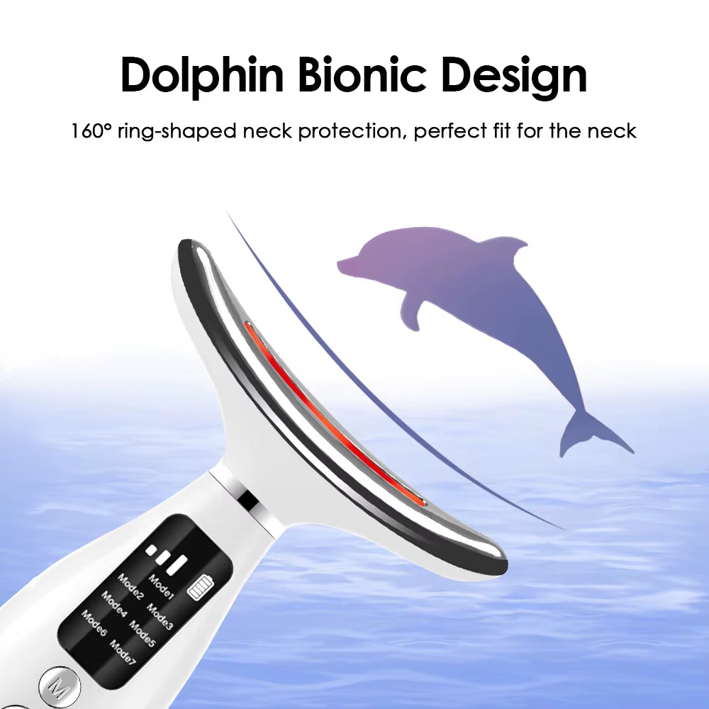 7 Colors LED Lights Face Neck Beauty Device Vibration Massage Improve Neck Lines Reduce Double Chin Neck Lifting Massager