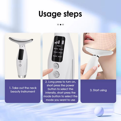 7 Colors LED Lights Face Neck Beauty Device Vibration Massage Improve Neck Lines Reduce Double Chin Neck Lifting Massager