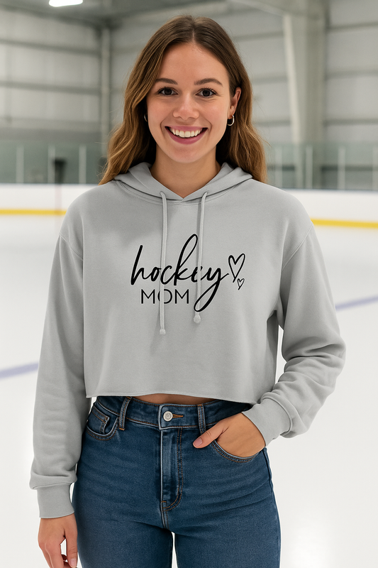 Hockey Mom" Cropped Hoodie – Cozy Style Meets Rinkside Sass