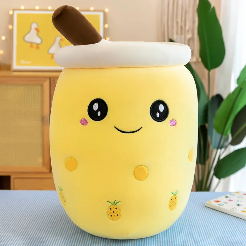 Cute Stuffed Boba Plush Bubble Tea Real-Life Bubo Food Milk Cup Plushie Pillow Soft Kawaii Plush Toys Gifts for Kids Adult 24CM