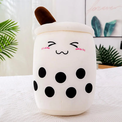 Cute Stuffed Boba Plush Bubble Tea Real-Life Bubo Food Milk Cup Plushie Pillow Soft Kawaii Plush Toys Gifts for Kids Adult 24CM