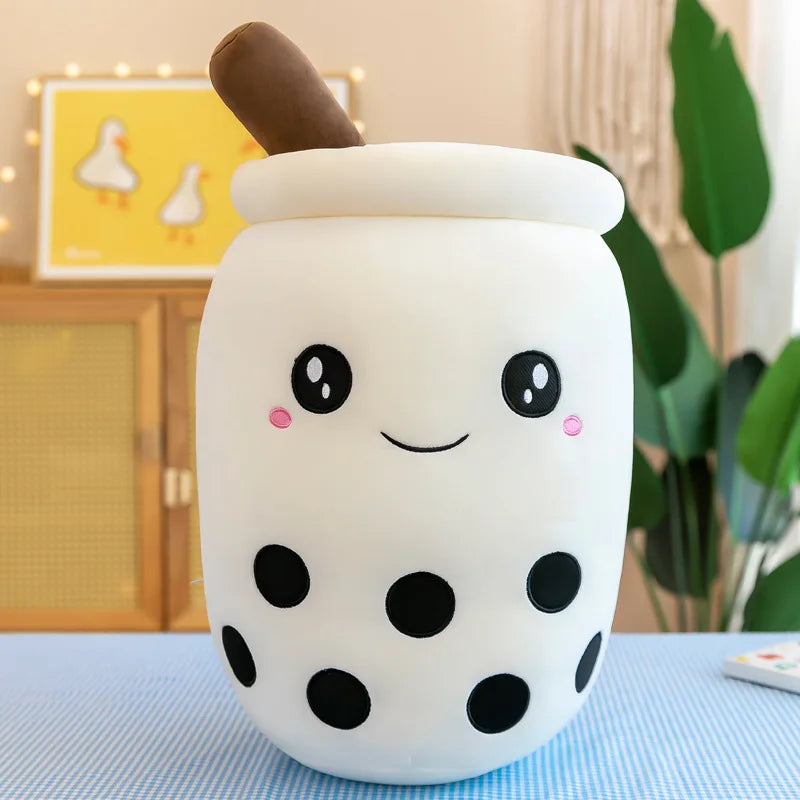 Cute Stuffed Boba Plush Bubble Tea Real-Life Bubo Food Milk Cup Plushie Pillow Soft Kawaii Plush Toys Gifts for Kids Adult 24CM