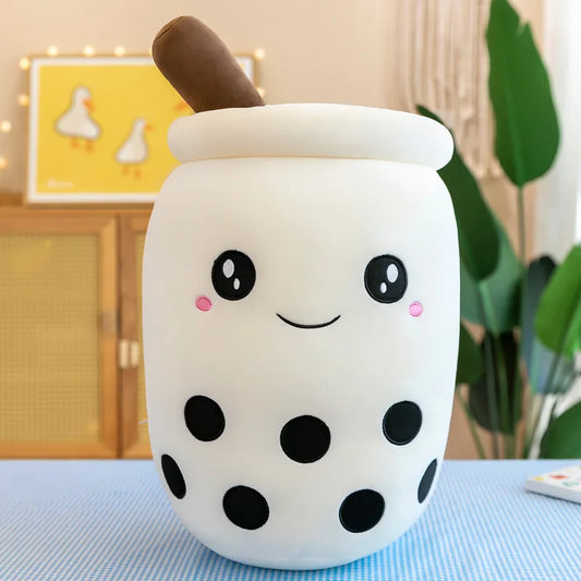 Cute Stuffed Boba Plush Bubble Tea Real-Life Bubo Food Milk Cup Plushie Pillow Soft Kawaii Plush Toys Gifts for Kids Adult 24CM