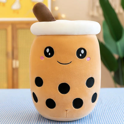 Cute Stuffed Boba Plush Bubble Tea Real-Life Bubo Food Milk Cup Plushie Pillow Soft Kawaii Plush Toys Gifts for Kids Adult 24CM