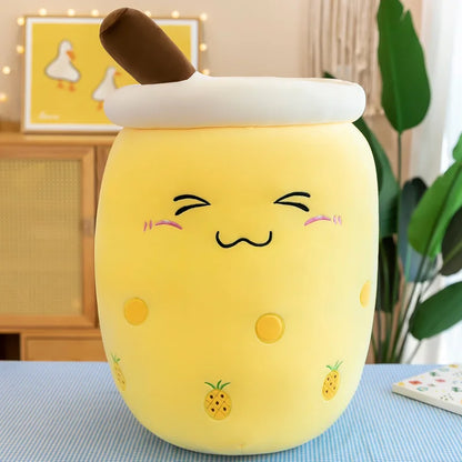 Cute Stuffed Boba Plush Bubble Tea Real-Life Bubo Food Milk Cup Plushie Pillow Soft Kawaii Plush Toys Gifts for Kids Adult 24CM