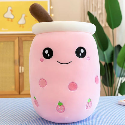 Cute Stuffed Boba Plush Bubble Tea Real-Life Bubo Food Milk Cup Plushie Pillow Soft Kawaii Plush Toys Gifts for Kids Adult 24CM