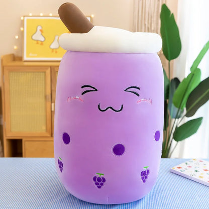 Cute Stuffed Boba Plush Bubble Tea Real-Life Bubo Food Milk Cup Plushie Pillow Soft Kawaii Plush Toys Gifts for Kids Adult 24CM