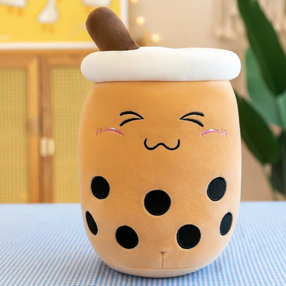 Cute Stuffed Boba Plush Bubble Tea Real-Life Bubo Food Milk Cup Plushie Pillow Soft Kawaii Plush Toys Gifts for Kids Adult 24CM