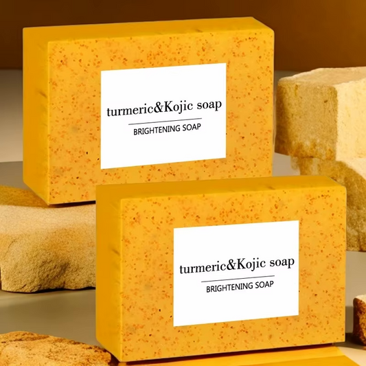 Turmeric Kojic Acid Soap with Lemon Granules Exfoliating Scrubbing Skin